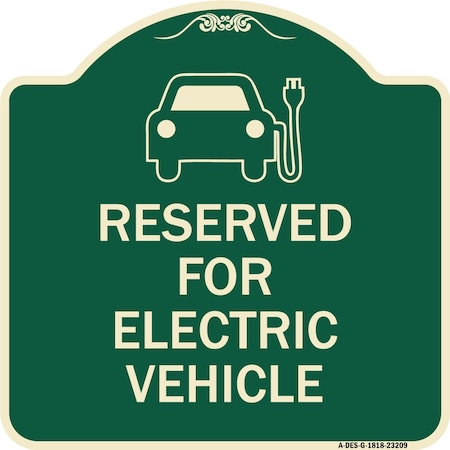 Signmission Reserved for Electric Vehicle W/ Graphic Heavy-Gauge Aluminum Sign, 18" x 18", G-1818-23209 A-DES-G-1818-23209